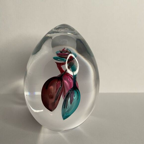 Artcristal Bohemia Glass Paperweight Egg Shape Decor Blue‎ / Pink / Red - Picture 4 of 7